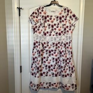 Downeast floral print crochet accent dress